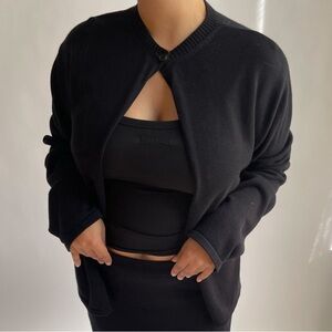 Djerf Avenue Button Up Cardigan Black